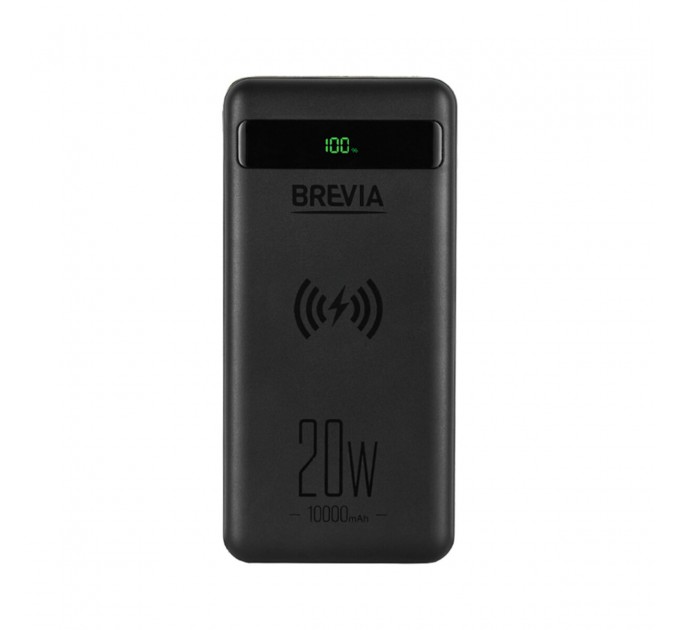 Повербанк (Power Bank) Brevia 10000mAh 20W Wireless Qi10W Li-Pol, LCD чорний, ціна: 699 грн.