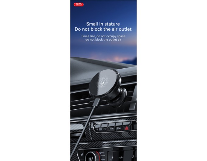 Тримач телефону автомобільний XO з бездротовою зарядкою CX015 15W Magnetic Car Air Outlet Wireless чорний, ціна: 649 грн.