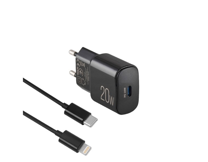 Сетевое зарядное устройство Brevia ePower PD20W + кабель USB-C to Lightning 1м черный, цена: 455 грн.
