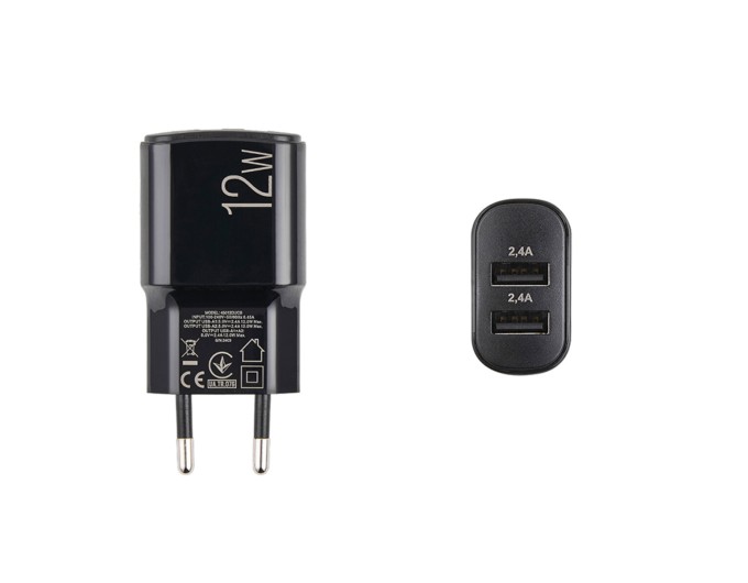 Сетевое зарядное устройство Brevia ePower 12W 2xUSB-A + кабель USB-A to USB-C 1м черный, цена: 326 грн.