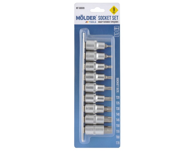 Набор головок торцевых TORX на планке Molder 1/2" CR-V 9шт, цена: 559 грн.