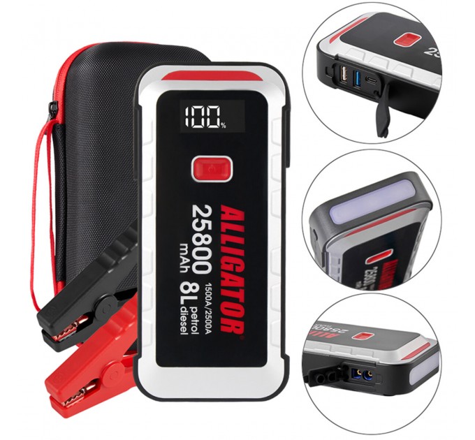 Пусковое устройство Alligator Jump Starter 1500A/2500A 25800mAh со Smart-клемами, цена: 5 090 грн.