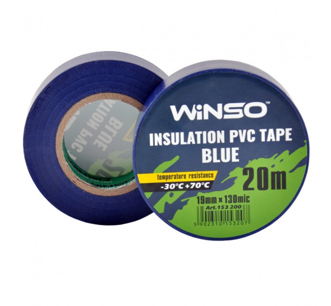Лента изоляционная ПВХ Winso д.20м, ш.19мм, т.130мк, синяя, цена: 26 грн.