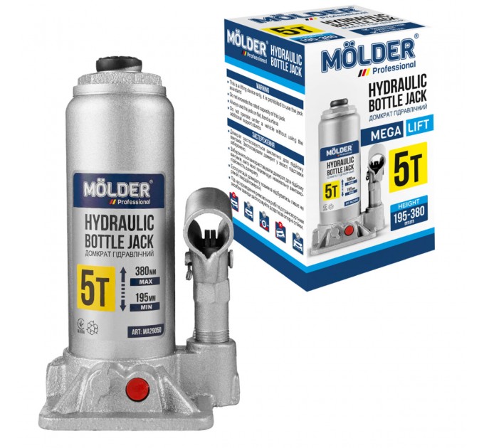 Домкрат гідравлічний пляшковий Molder 5т 195-380мм, ціна: 849 грн.
