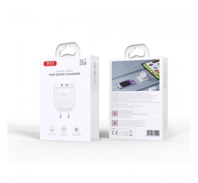 Сетевое зарядное устройство XO L140 Dual C35W 2USB-C белый, цена: 379 грн.