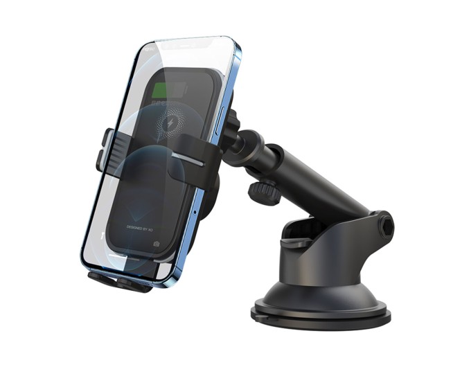 Тримач телефону автомобільний XO з бездротовою зарядкою WX027 15W Wireless Charger+Car Holder чорний, ціна: 879 грн.