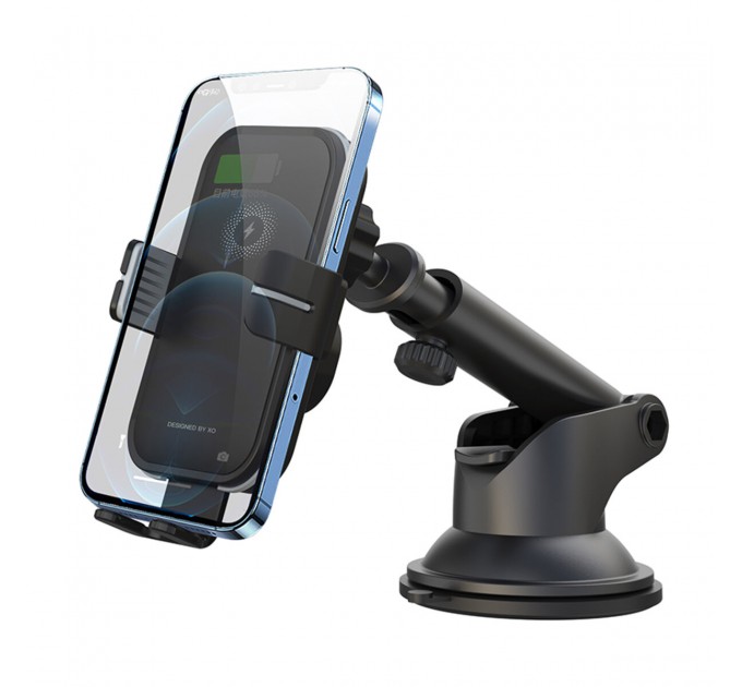 Держатель телефона автомобильный XO с беспроводной зарядкой WX027 15W Wireless Charger+Car Holder черный, цена: 799 грн.