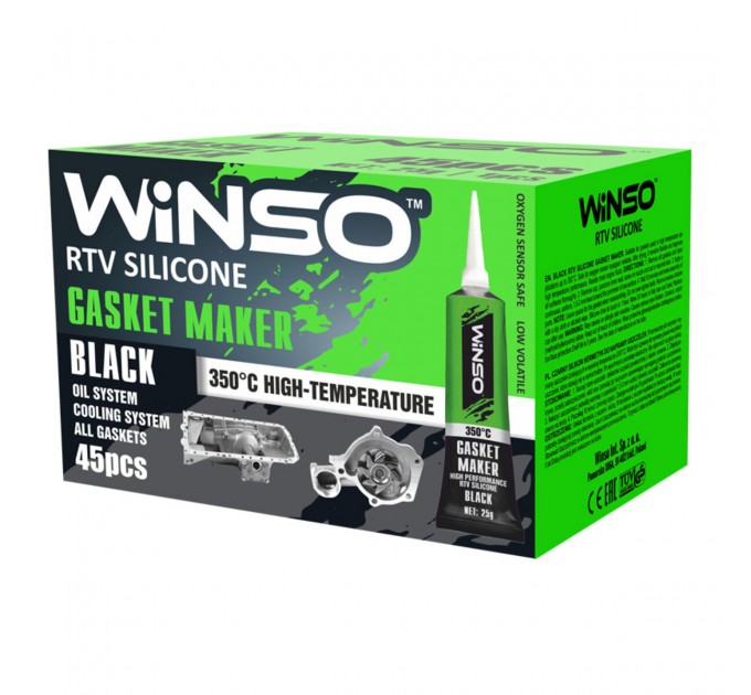 Герметик высокотемпературный Winso силиконовый черный +350⁰C, 25г, цена: 17 грн.