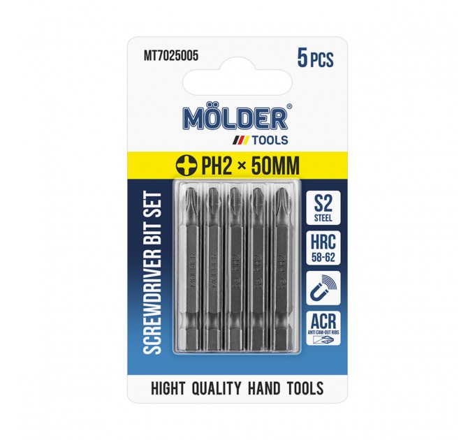 Набор бит Molder PH2x50мм 5шт, цена: 84 грн.
