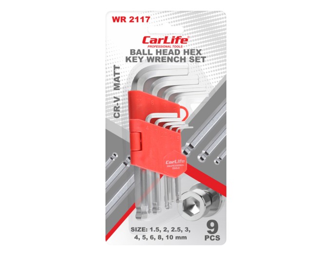 Набор ключей Carlife CR-V matt Г-образных с шар. након-м, 1.5-10мм, короткие, 9шт, цена: 115 грн.