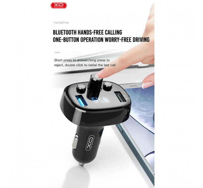 FM-трансмітер XO BCC02 Bluetooth+FM+USB Charging чорний, ціна: 349 грн.