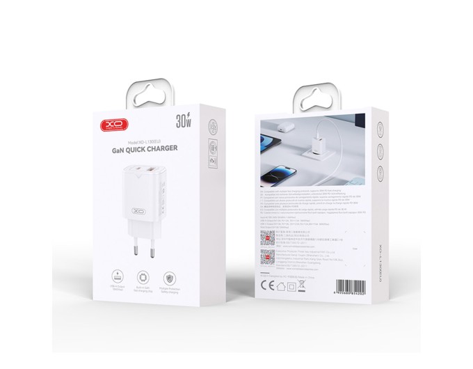 Сетевое зарядное устройство XO L130 PD30W/QC18W 1USB-C+1USB-A белый, цена: 379 грн.