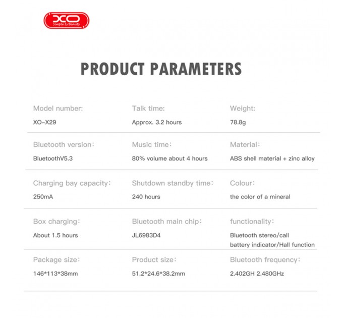 Беспроводные наушники XO TWS X29 Meteorite Zinc Alloy серые, цена: 819 грн.