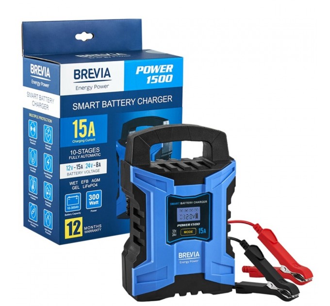 Зарядний пристрій АКБ Brevia Power 12/24В 300А·год 15А, ціна: 3 699 грн.