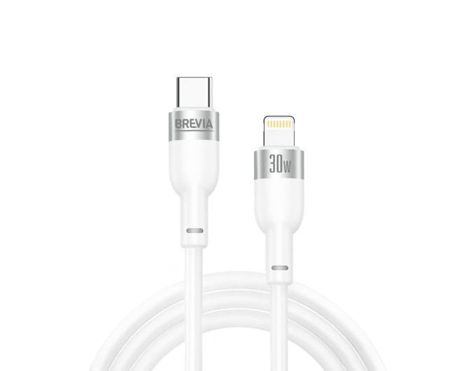 Кабель Brevia Type-C to Lightning 30W 1,2м, білий ZIP, ціна: 204 грн.