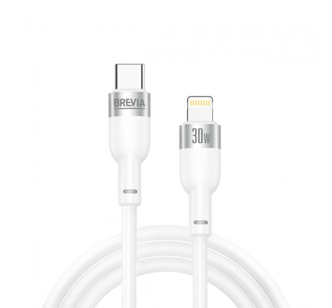 Кабель Brevia Type-C to Lightning 30W 1,2м, белый ZIP, цена: 199 грн.