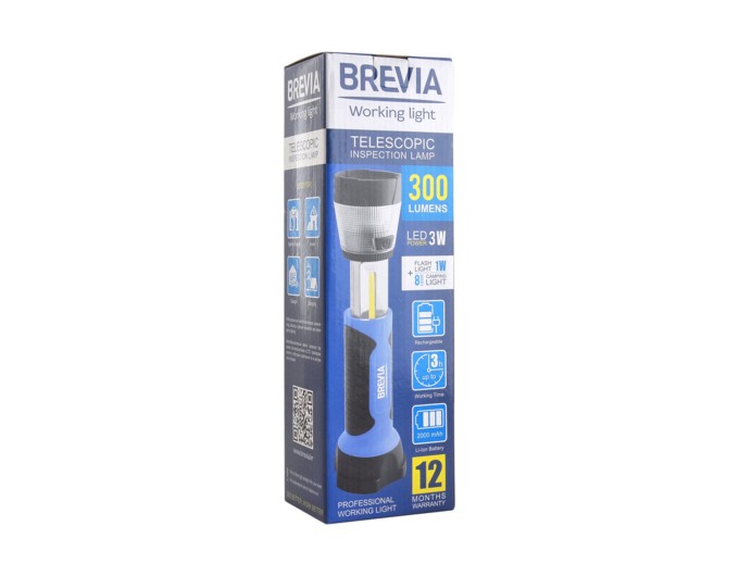 Ліхтар інспекційний Brevia LED телескопічний 3W COB+1W LED+8LED 300lm 2000mAh, ціна: 878 грн.