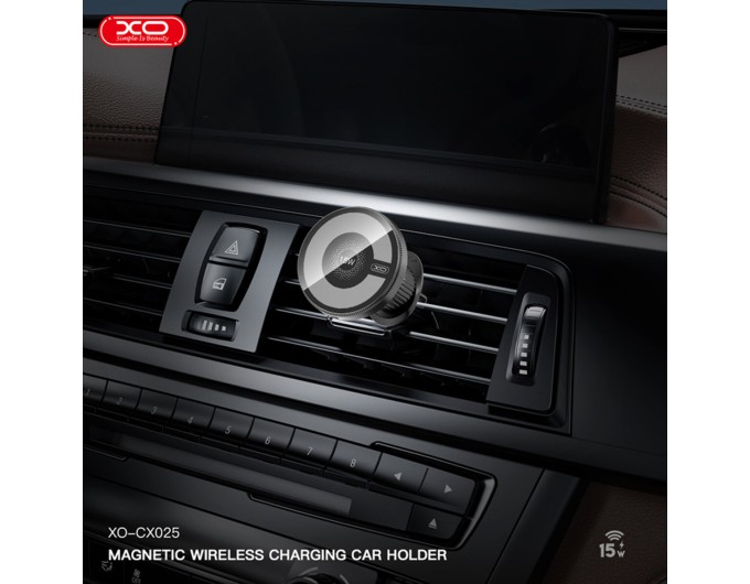 Тримач телефону автомобільний XO з бездротовою зарядкою CX025 Magnetic Car Air Vent 15W чорний, ціна: 679 грн.