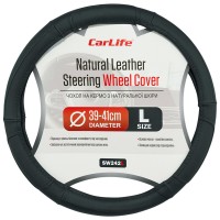 Чохол на кермо Carlife 39 - 41см, шкіра, чорний SW242L