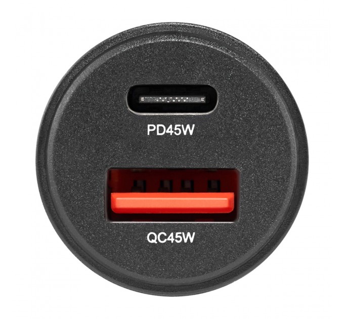 Автомобильное зарядное устройство Brevia ePower DualCharge 45W 1xUSB-C+1xUSB-A, прозрачный черный, цена: 288 грн.