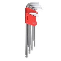 Набор ключей Carlife CR-V matt Г-образных с шар. након-м, 1.5-10мм, длинные, 9шт