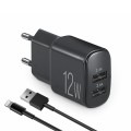 Сетевое зарядное устройство Brevia ePower 12W 2xUSB-A + кабель USB-A to Lightning 1м черный, цена: 326 грн.