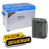 Холодильник автомобільний Brevia 40л (компресор LG) 22425 + портативна зарядна станція Brevia ePower 96Ah green