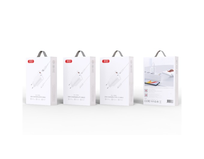 Сетевое зарядное устройство XO L116 PD30W/QC18W 1USB-C+1USB-A Type-C кабель белый, цена: 399 грн.