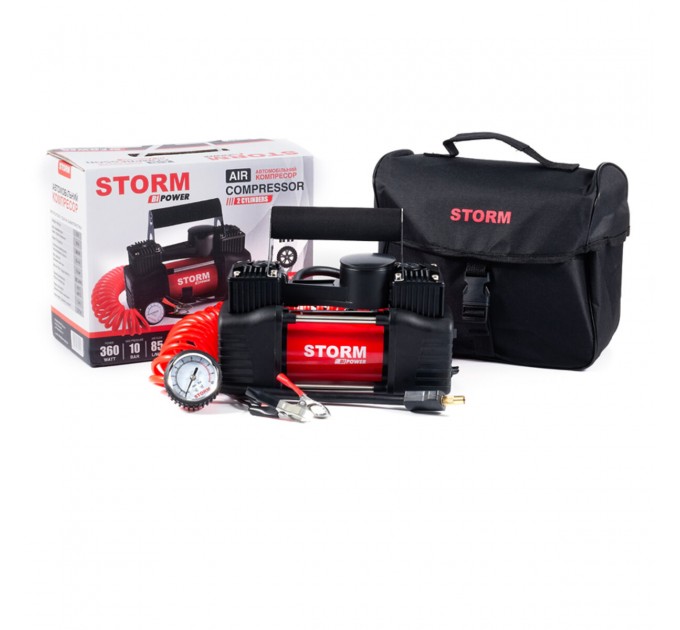 Компресор автомобільний Storm Bi-Power 10Атм 85л/хв 360Вт двоциліндровий, ціна: 1 929 грн.