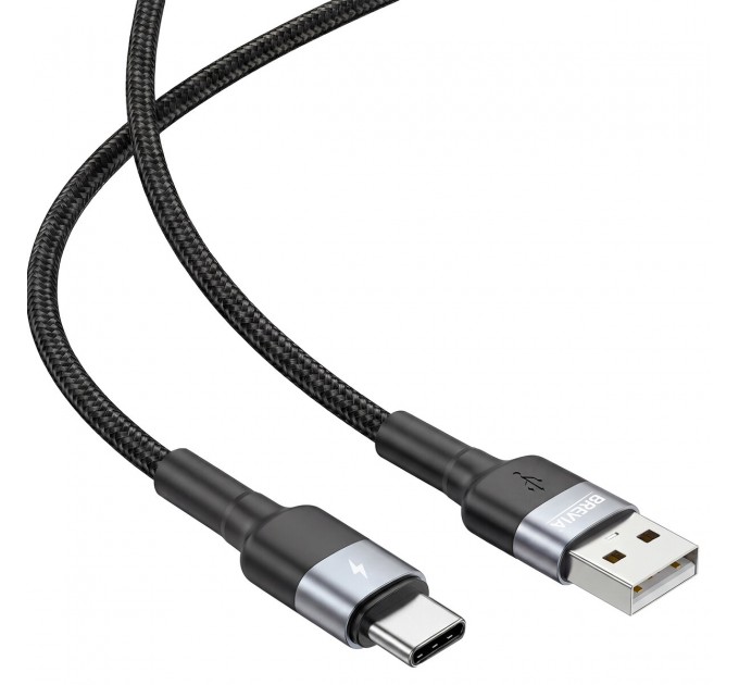 Кабель Brevia USB to Type-C 2,4А 1,2м, черный box, цена: 159 грн.