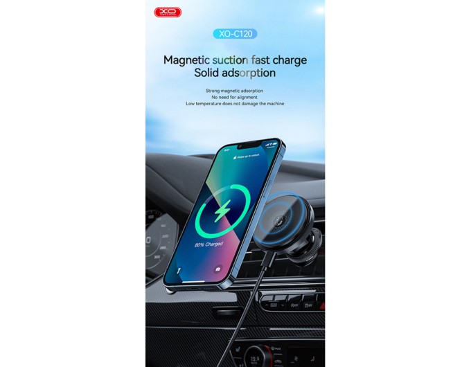 Тримач телефону автомобільний XO з бездротовою зарядкою CX015 15W Magnetic Car Air Outlet Wireless чорний, ціна: 649 грн.