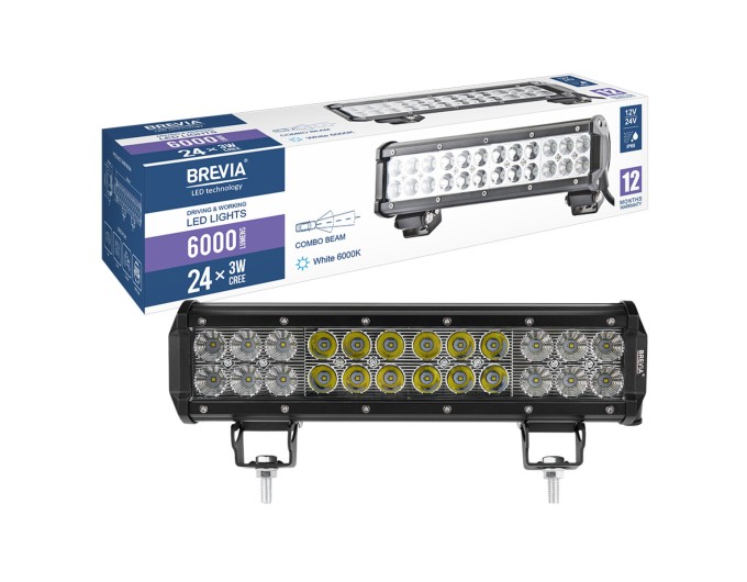 Фара светодиодная Brevia Cree Combo 10-30V, 72W (24x3W), 6000Lm, 1шт, цена: 1 206 грн.