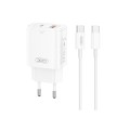 Сетевое зарядное устройство XO L130 PD30W/QC18W 1USB-C+1USB-A + Type-C кабель белый, цена: 389 грн.