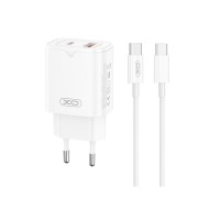 Сетевое зарядное устройство XO L130 PD30W/QC18W 1USB-C+1USB-A + Type-C кабель белый