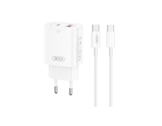 Сетевое зарядное устройство XO L130 PD30W/QC18W 1USB-C+1USB-A + Type-C кабель белый, цена: 389 грн.