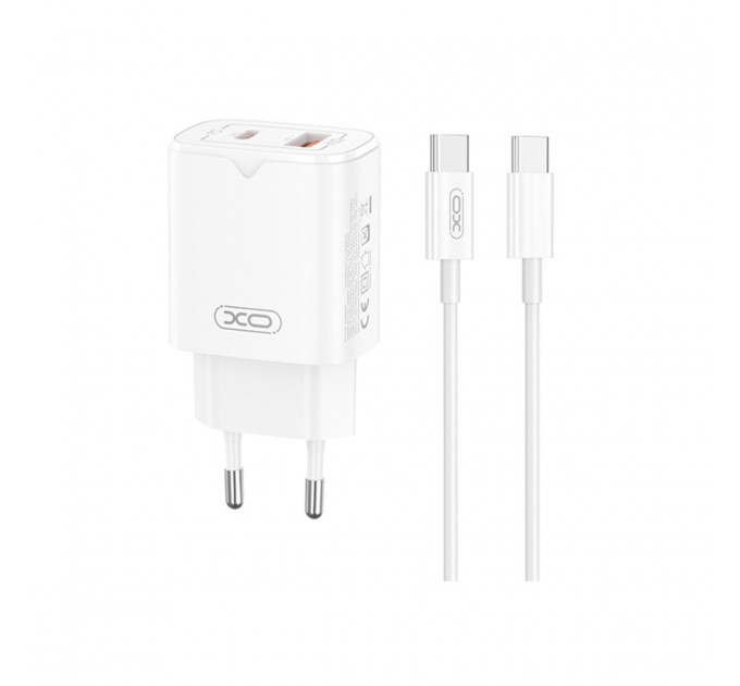 Сетевое зарядное устройство XO L130 PD30W/QC18W 1USB-C+1USB-A + Type-C кабель белый, цена: 349 грн.