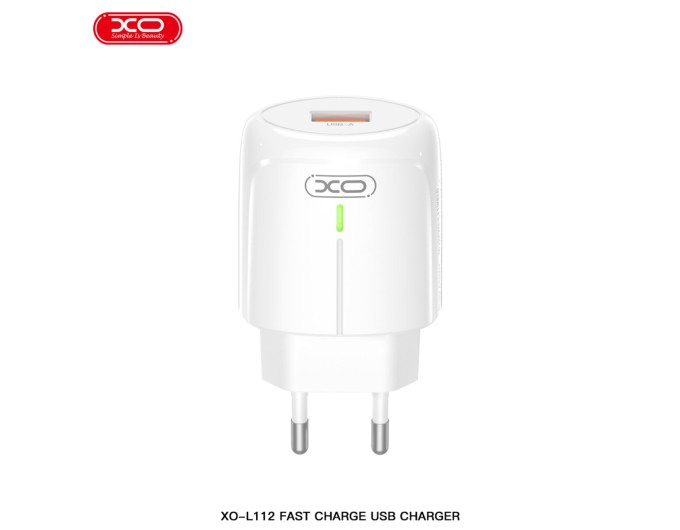Сетевое зарядное устройство XO L112 QC18W + Type-c кабель белый, цена: 189 грн.