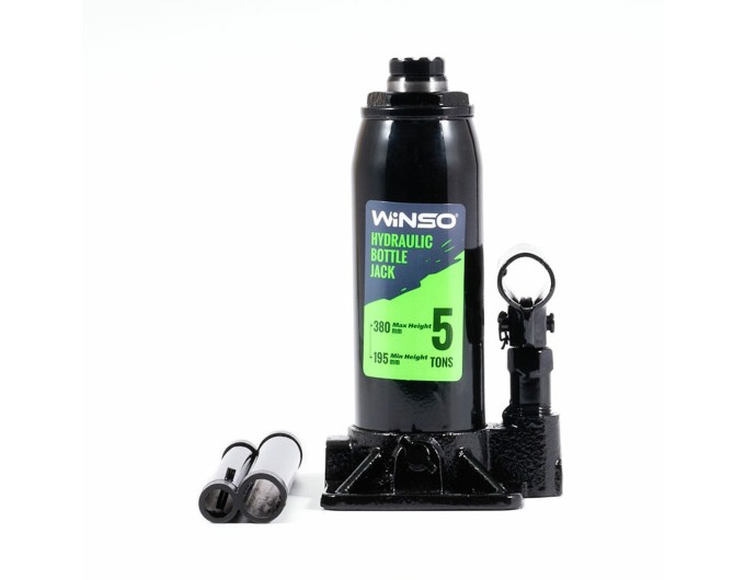Домкрат гідравлічний пляшковий Winso 5т 195-380мм у кейсі, ціна: 1 031 грн.