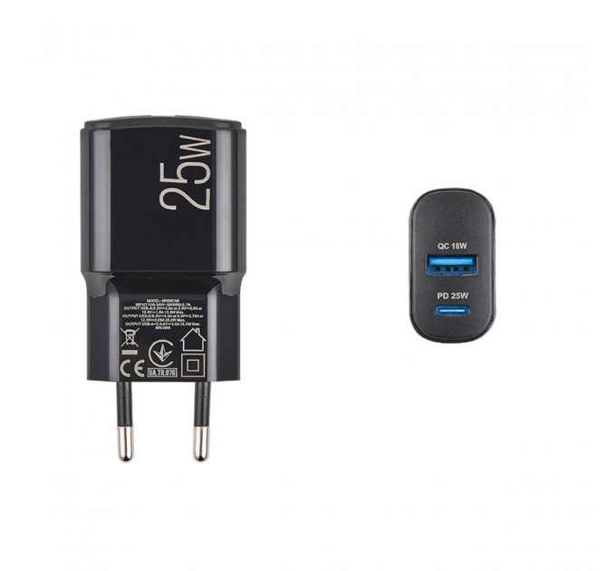 Сетевое зарядное устройство Brevia ePower PD25W USB-C+USB-A черный, цена: 443 грн.