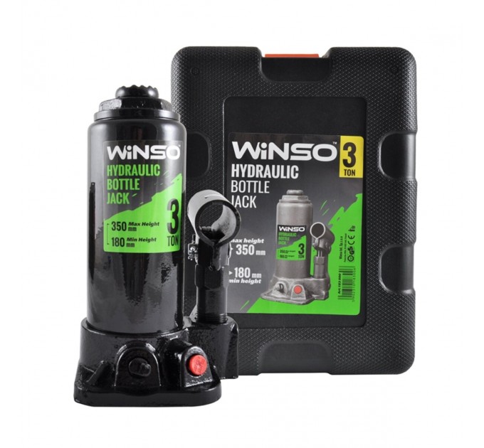 Домкрат гидравлический бутылочный Winso 3т 180-350мм в кейсе, цена: 611 грн.