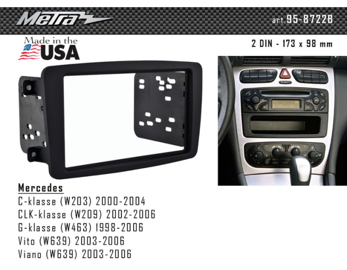 Переходная рамка для 2 DIN автомагнитолы, 173 x 98 мм; METRA 95-8722B, цена: 3 531 грн.