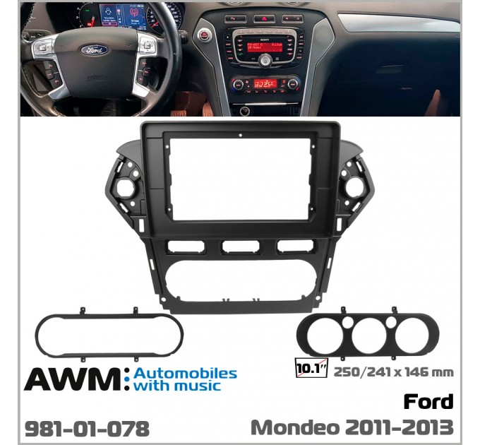Перехідна рамка для автомагнітоли з 10.1'' екраном, 250:241 x 146 мм; AWM 981-01-078, ціна: 1 918 грн.