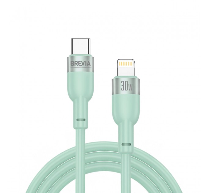 Кабель Brevia Type-C to Lightning 30W 1,2м, мятный ZIP, цена: 199 грн.