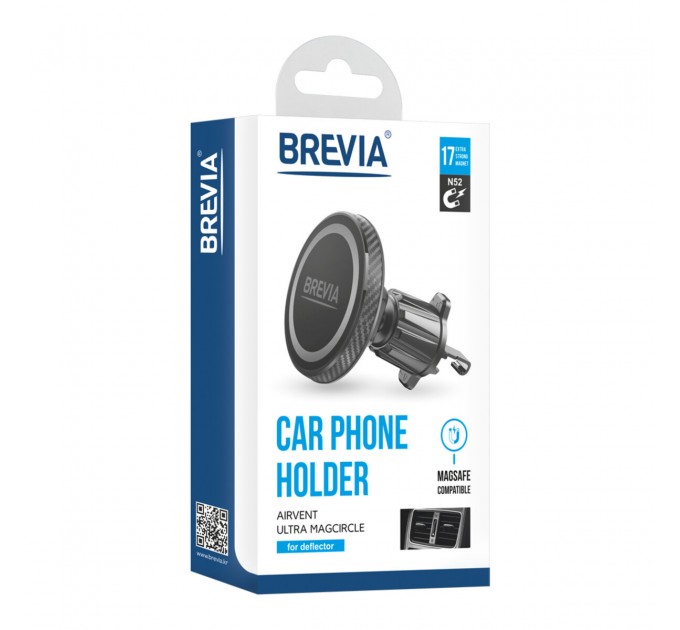 Держатель телефона автомобильный Brevia AirVent Ultra MagCircle на дефлектор, магнитный Magsafe, цена: 339 грн.