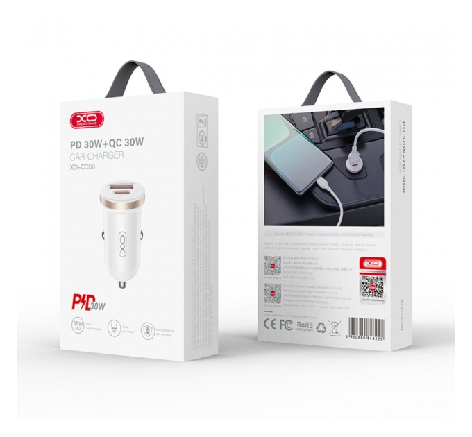 Автомобильное зарядное устройство XO CC56 Plastic mini 30W белый, цена: 169 грн.