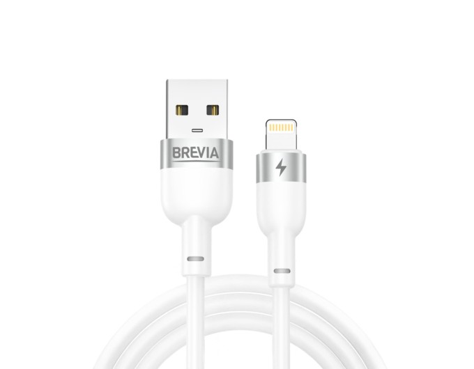 Кабель Brevia USB to Lightning 2,4А 1,2м, білий box, ціна: 150 грн.