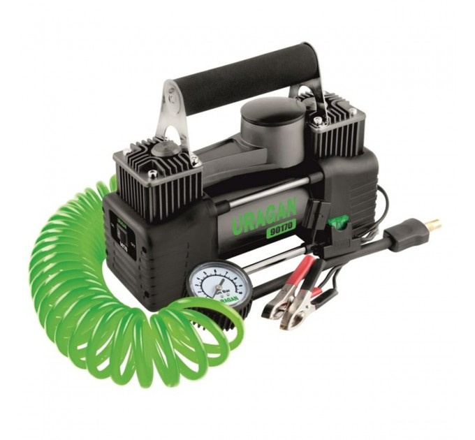 Компресор автомобільний Uragan 10Атм 85л/хв 360Вт двоциліндровий із зажимами АКБ, ціна: 1 913 грн.