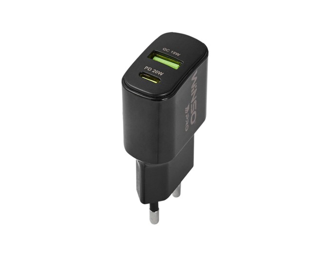 Мережевий зарядний пристрій Winso Pro PD20W USB-C+USB-A чорний, ціна: 372 грн.