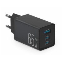Сетевое зарядное устройство Brevia ePowerGaN PD65W 2xUSB-C+USB-A черный