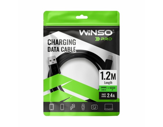 Кабель Winso Pro USB to Lightning TPE 1,2м чорний, ціна: 91 грн.